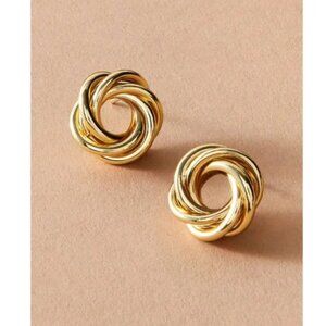 Anthropologie Classy Chanel Rope Gold Stud Earrings